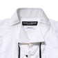 Dolce & Gabbana White Cotton Collared Long Sleeve GOLD Dress  Shirt