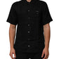 Carhartt Wip Black Linen Collared Short Sleeve Polo Shirt Mens T-Shirt