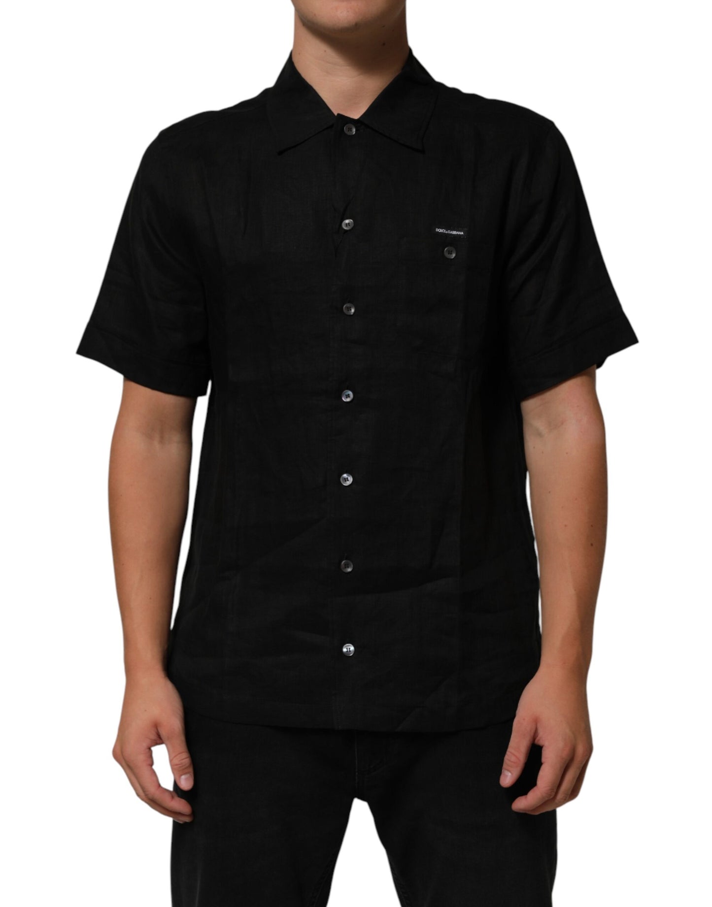 Carhartt Wip Black Linen Collared Short Sleeve Polo Shirt Mens T-Shirt