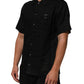 Carhartt Wip Black Linen Collared Short Sleeve Polo Shirt Mens T-Shirt