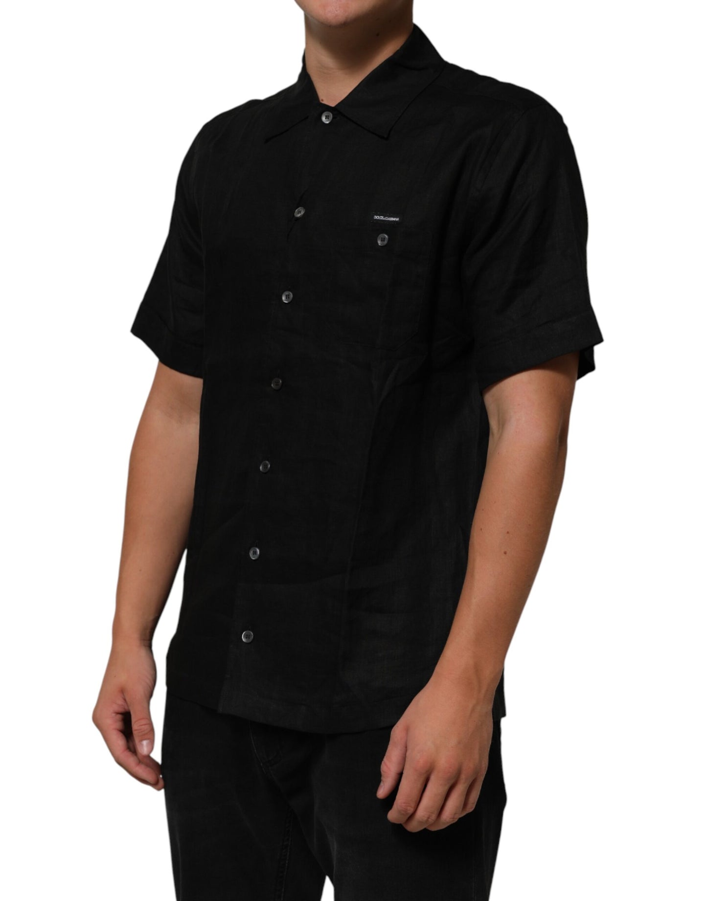 Carhartt Wip Black Linen Collared Short Sleeve Polo Shirt Mens T-Shirt