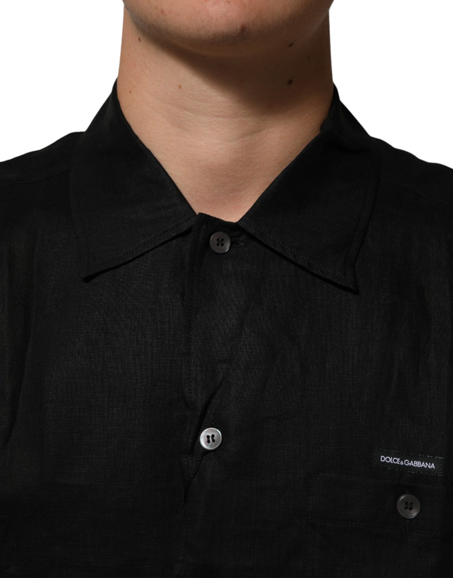 Carhartt Wip Black Linen Collared Short Sleeve Polo Shirt Mens T-Shirt