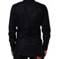 Dolce & Gabbana Blue Cotton Collared Long Sleeve GOLD Men Dress Shirt