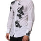 Dolce & Gabbana White Logo Cotton Collared GOLD Dress Shirt