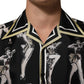 Dolce & Gabbana Black Silk Pin Up Printed Button Down Shirt