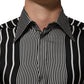 Dolce & Gabbana Black White Stripes Men MARTINI Dress Shirt