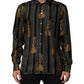 Dolce & Gabbana Black Dotted Tassel Silk Button Down Shirt