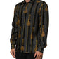 Dolce & Gabbana Black Dotted Tassel Silk Button Down Shirt