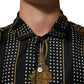 Dolce & Gabbana Black Dotted Tassel Silk Button Down Shirt