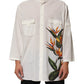 Dolce & Gabbana White Cotton Floral Print Button Down Shirt