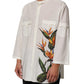 Dolce & Gabbana White Cotton Floral Print Button Down Shirt