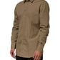 Dolce & Gabbana Brown Cotton Collared Men GOLD Dress Shirt