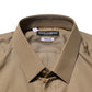 Dolce & Gabbana Brown Cotton Collared Men GOLD Dress Shirt