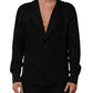 Dolce & Gabbana Black DG Logo Silk Men Long Sleeves Shirt
