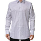 Dolce & Gabbana White Stripes Cotton Men GOLD Dress Shirt