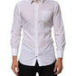 Dolce & Gabbana White Cotton Collared Men GOLD Dress Shirt