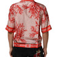 Dolce & Gabbana Shirt Red Corals Short Sleeves Button Down