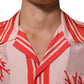Dolce & Gabbana Shirt Red Corals Short Sleeves Button Down