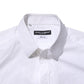 Dolce & Gabbana White Cotton Collared Men GOLD Dress Shirt