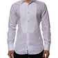Dolce & Gabbana White Cotton Collared Bib GOLD Dress Shirt
