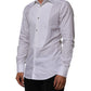Dolce & Gabbana White Cotton Collared Bib GOLD Dress Shirt
