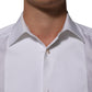 Dolce & Gabbana White Cotton Collared Bib GOLD Dress Shirt