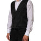 Dolce & Gabbana Black Stripes Wool Dress Men Waistcoat Vest