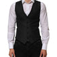 Dolce & Gabbana Black Wool Men Dress Formal Waistcoat Vest