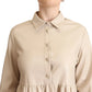 Jucca Leather Beige Long Sleeves Collared A-line Mini  Dress