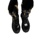 Dolce & Gabbana Black Buckle Embellished Knee High Boots Shoes