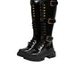 Dolce & Gabbana Black Buckle Embellished Knee High Boots Shoes