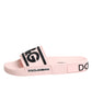 Dolce & Gabbana Pink Rubber Slides Sandals Beachwear Shoes