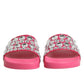 Dolce & Gabbana Pink Crystal Slides Sandals Beachwear Shoes