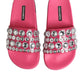 Dolce & Gabbana Pink Crystal Slides Sandals Beachwear Shoes