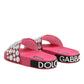 Dolce & Gabbana Pink Crystal Slides Sandals Beachwear Shoes