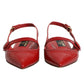 Dolce & Gabbana Red Leather Slingback Flats Sandals Shoes