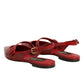 Dolce & Gabbana Red Leather Slingback Flats Sandals Shoes