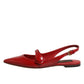 Dolce & Gabbana Red Leather Slingback Flats Sandals Shoes