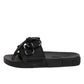 Dolce & Gabbana Black logo print Slides Beachwear Shoes