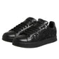 Dolce & Gabbana Black Floral Lace Low Top Sneakers Shoes