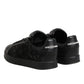 Dolce & Gabbana Black Floral Lace Low Top Sneakers Shoes