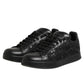 Dolce & Gabbana Black Floral Lace Low Top Sneaker Shoes