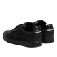 Dolce & Gabbana Black Floral Lace Low Top Sneaker Shoes