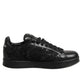 Dolce & Gabbana Black Floral Lace Low Top Sneaker Shoes