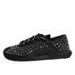 Dolce & Gabbana Shoes Black Embellished Low Top NS1 Sneakers Shoes