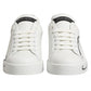 Dolce & Gabbana White Gray Low Top Leather Sneaker Shoes