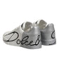 Dolce & Gabbana White Gray Low Top Leather Sneaker Shoes