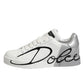 Dolce & Gabbana White Gray Low Top Leather Sneaker Shoes