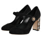 Dolce & Gabbana Black Embellsihed High Heels MARY JANES Shoes
