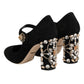 Dolce & Gabbana Black Embellsihed High Heels MARY JANES Shoes